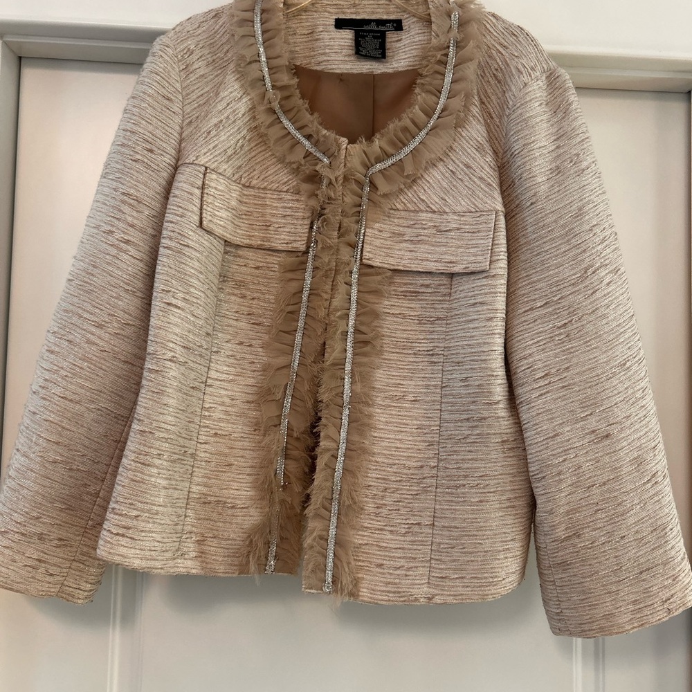 Chic Beige Blazer with Fringe by Willie Smith